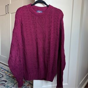 Vintage Lake Harmony Rowing Club Maroon Cable Knit Sweater Made in USA Large
